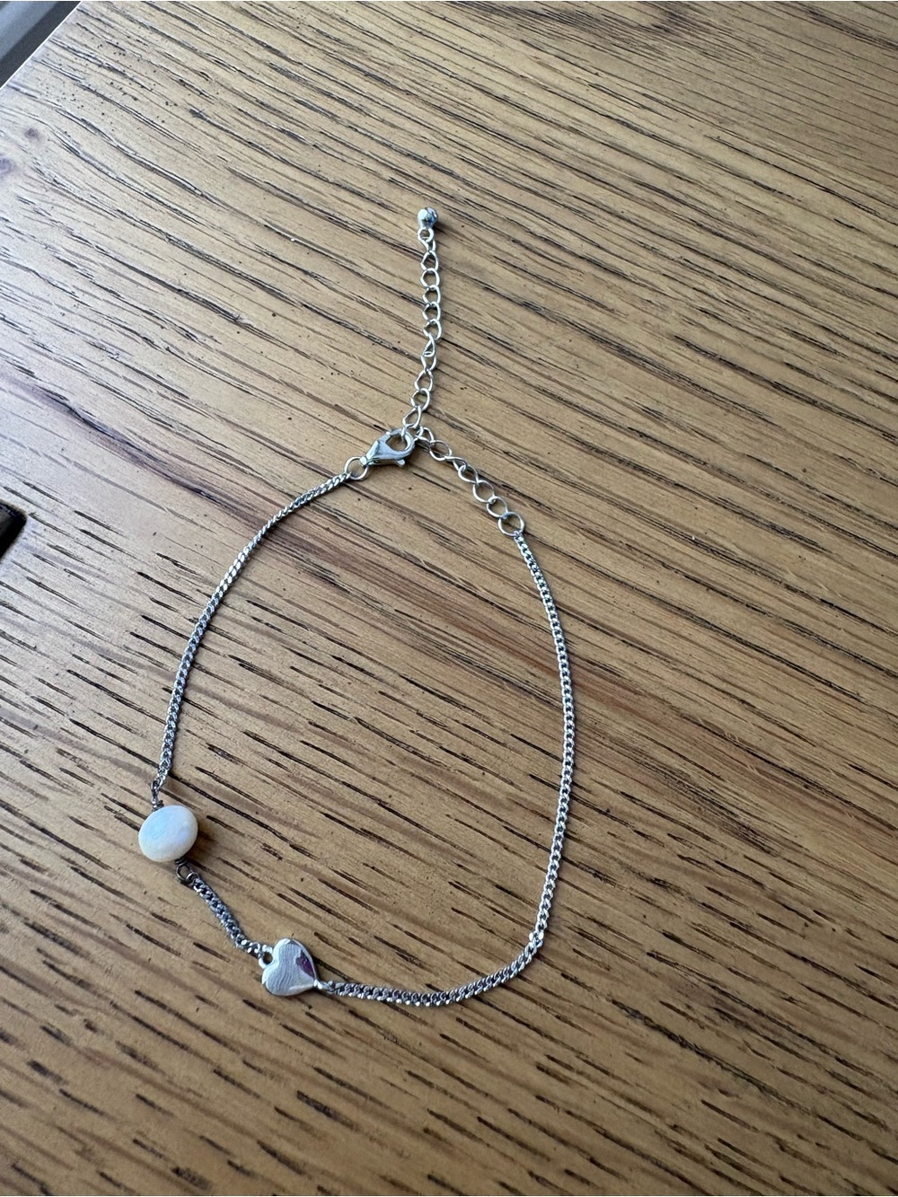 Sterling Silver Heart and Pearl Bracelet